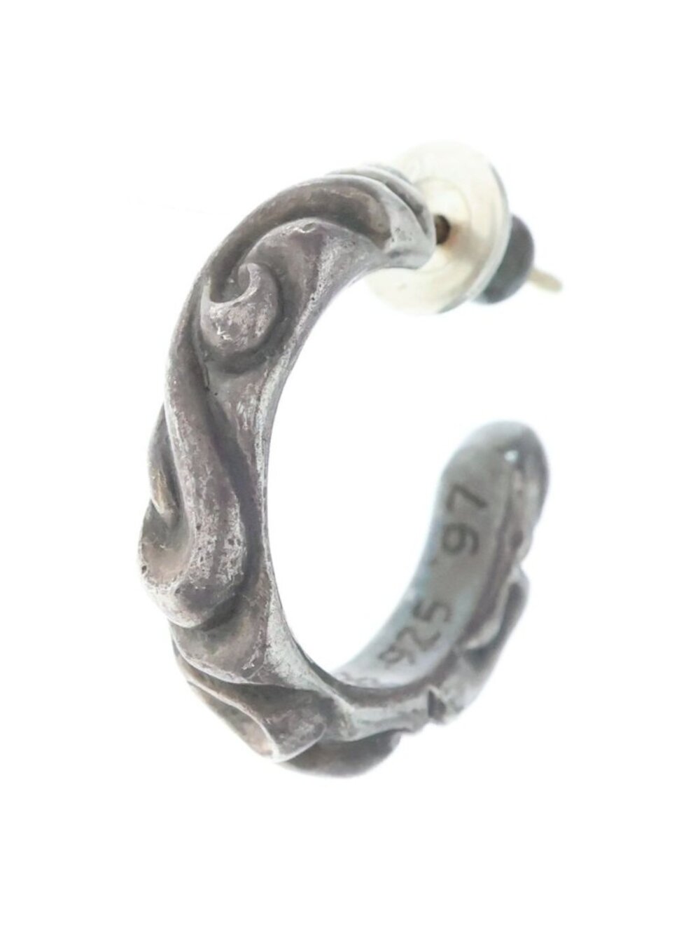 Chrome Hearts Hoop Scrool Scroll Earrings Silver